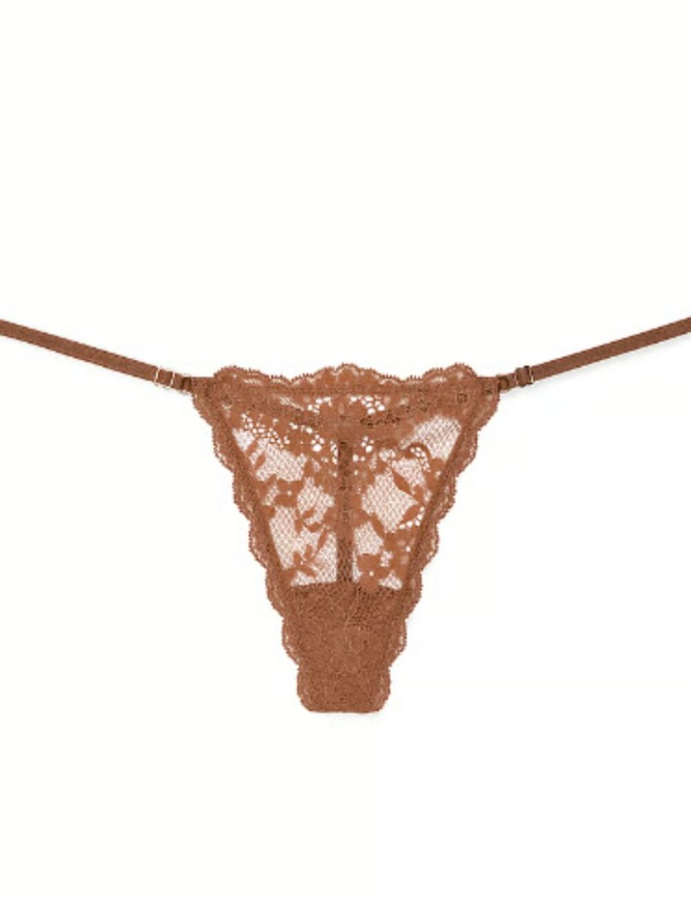Victoria's Secret Dream Angels V String Panty Medium Sheer Lace Thong caramel VS